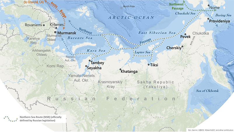 Map of InfraNorth's Russian Arctic study region.