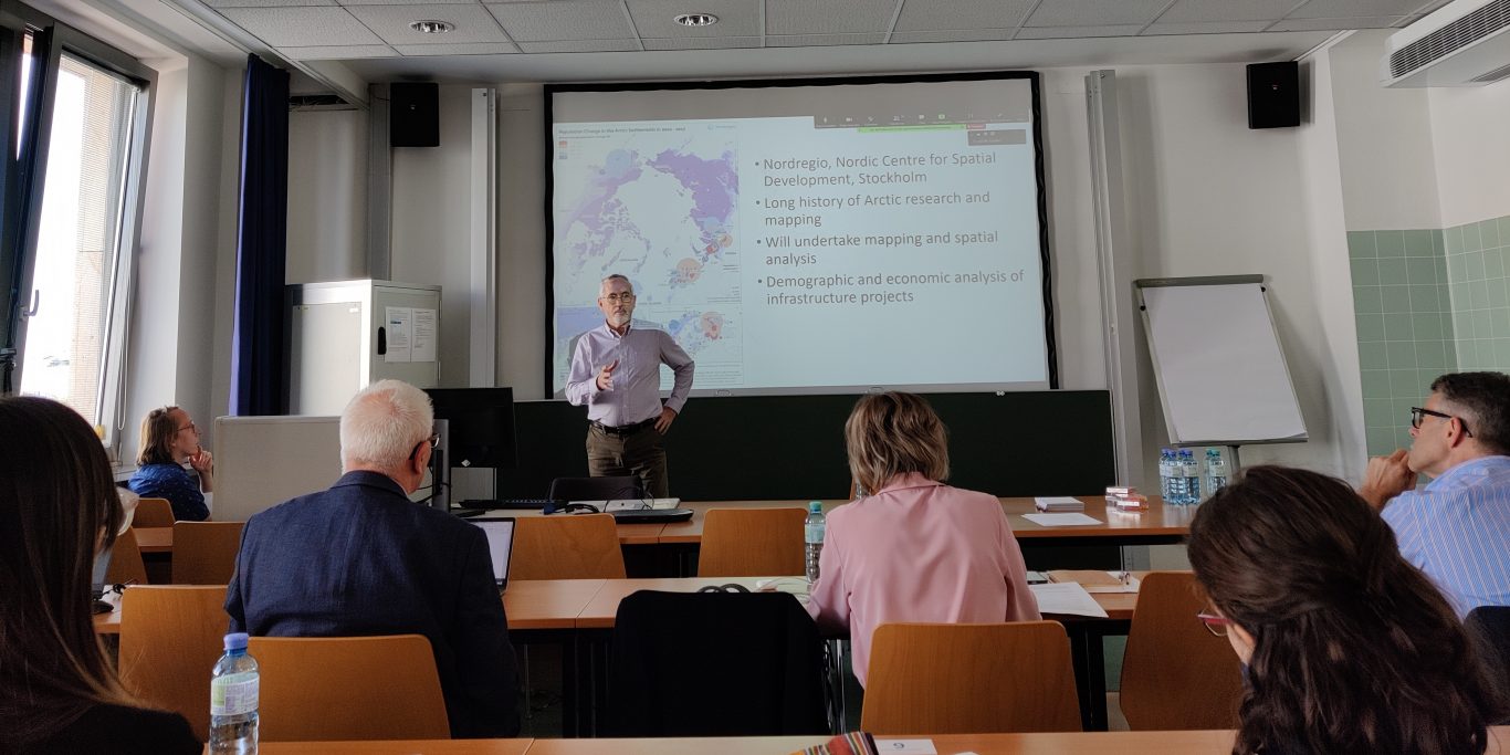 Timothy Heleniak (Nordregio) at the "The Global Economics and Geopolitics of Arctic Transport Infrastructures" workshop, September 23, 2021, University of Vienna.